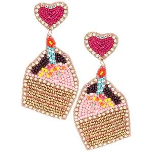 Cupcake with candle felt earrings